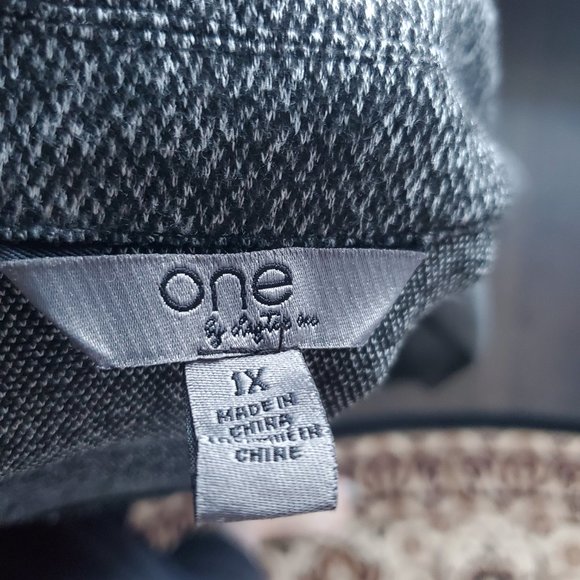 Tweed Style Fall Jacket Button Down Belted Heathered Grey Knit Pockets Cuffs - Picture 11 of 11